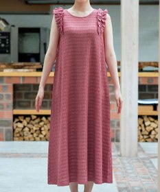 Tiaclasse L チェック柄カットソーレースコンビワンピース