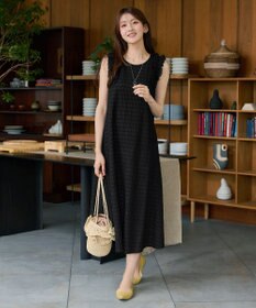 Tiaclasse L チェック柄カットソーレースコンビワンピース