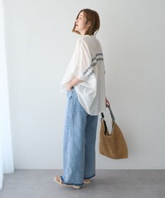 YECCA VECCA バック刺繍バンドカラーシャツ