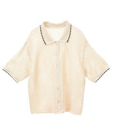 AMERICAN HOLIC 透かし編み襟付きニットカーディガン