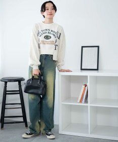 WEGO リメイク風切り替えショートスウェット