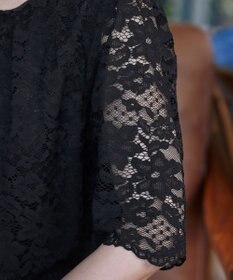 Tiaclasse 【洗える】スカラップレースチュニックブラウス