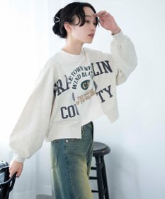 WEGO リメイク風切り替えショートスウェット