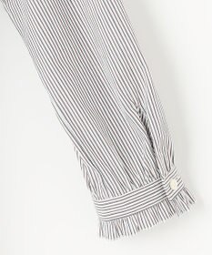 J.PRESS LADIES 【洗える】BEZ C/Ny ドビーストライプ フリルネック ブラウス