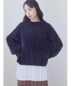 earth music&ecology シャイニーベロアモールプルオーバー