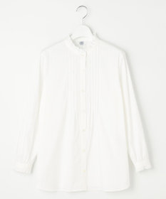 J.PRESS LADIES 【洗える】BEZ C/Ny ドビーストライプ フリルネック ブラウス