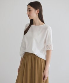 YECCA VECCA レースMIXドルマンブラウス