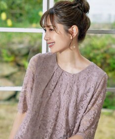 Tiaclasse 【洗える】スカラップレースチュニックブラウス