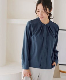 Tiaclasse L 【新色追加・洗える】バンドカラー2WAYタックブラウス