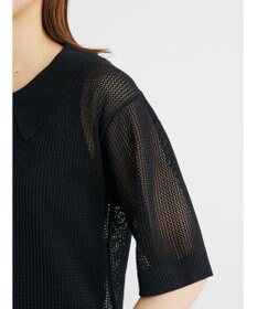 Green Parks メッシュポロ衿ニットプルオーバー