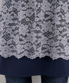 Tiaclasse 【洗える】スカラップレースチュニックブラウス