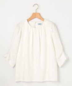 組曲 L 【WEB限定】ボーダージャガード タック袖ブラウス