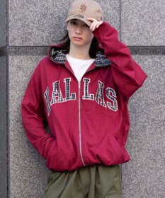 WEGO 【ユニセックス着用ITEM/MLサイズ展開】スラブチェックロゴジップパーカー