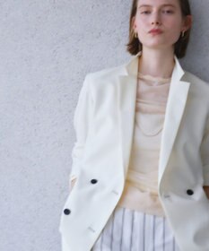 BEIGE， 【イージーケア・セットアップ対応】BATEAU / メランジ ダブルジャケット Ecru