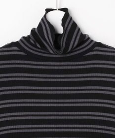 J.PRESS LADIES カシミヤシルク シアーリブ ボーダー タートル カットソー