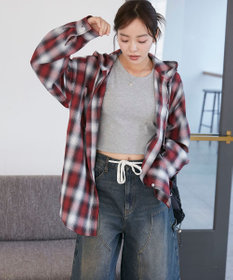 WEGO フードチェックBIGシャツ