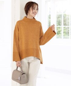 Tiaclasse L 【洗える】モックネックポインテルニットトップス