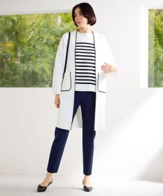 自由区 【接触冷感・洗える】コットンサテンストレッチテーパード パンツ