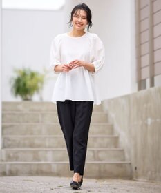 ANY 【WEB限定/洗濯機可】サッカーギャザーペプラムブラウス