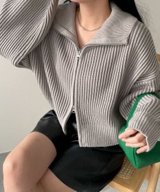 WEGO ダブルジップショートニットブルゾン