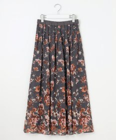 自由区 L 【洗える】オータムダリアプリント スカート
