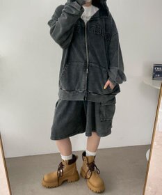 WEGO ロゴヴィンテージウォッシュジップパーカー