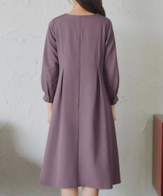 Tiaclasse 【洗える】ビジュー付きフロント切替タックワンピース