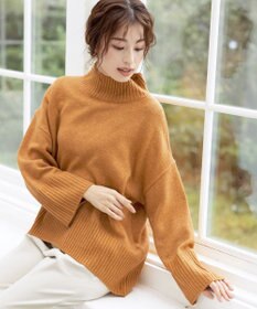 Tiaclasse L 【洗える】モックネックポインテルニットトップス