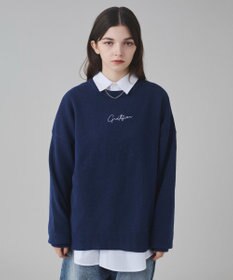 WEGO 【ユニセックス着用ITEM/SMLサイズ展開】アクセ付きワンポイントニットプルオーバー