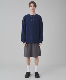 WEGO 【ユニセックス着用ITEM/SMLサイズ展開】アクセ付きワンポイントニットプルオーバー