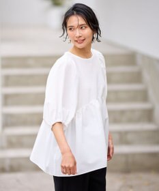 ANY 【WEB限定/洗濯機可】サッカーギャザーペプラムブラウス