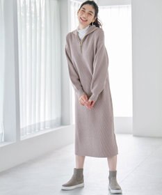ANY L ハーフジップニットワンピース