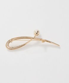 Phoebe 2wayスタイリッシュクロスカーブパールブローチネックレス　ゴールド