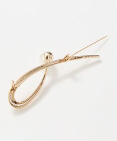 Phoebe 2wayスタイリッシュクロスカーブパールブローチネックレス　ゴールド