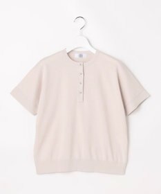 J.PRESS LADIES COOL MINT COTTON POLYESTER ヘンリーネック ニット プルオーバー