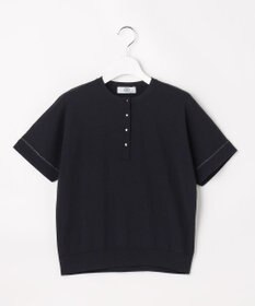 J.PRESS LADIES COOL MINT COTTON POLYESTER ヘンリーネック ニット プルオーバー