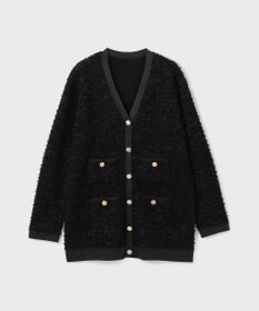 GRACE CONTINENTAL ツイードバイカラーニットカーディガン