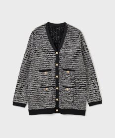 GRACE CONTINENTAL ツイードバイカラーニットカーディガン