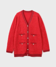 GRACE CONTINENTAL ツイードバイカラーニットカーディガン