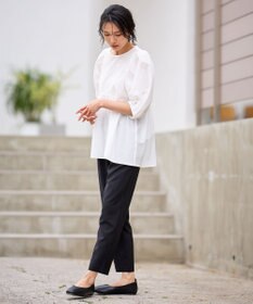 ANY 【WEB限定/洗濯機可】サッカーギャザーペプラムブラウス