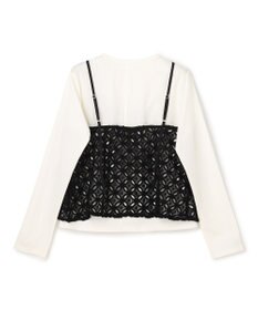 UNFILO L 【2点セット】ラッセルレース キャミレイヤード Tシャツ