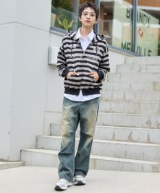 WEGO 【ユニセックスITEM/MLサイズ展開】ナンバリングカットZIPパーカー