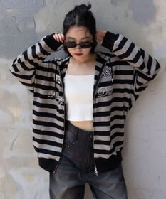 WEGO 【ユニセックスITEM/MLサイズ展開】ナンバリングカットZIPパーカー