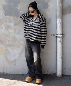 WEGO 【ユニセックスITEM/MLサイズ展開】ナンバリングカットZIPパーカー