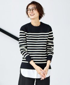 J.PRESS LADIES 【洗える】ミラノリブバスクボーダー ニット