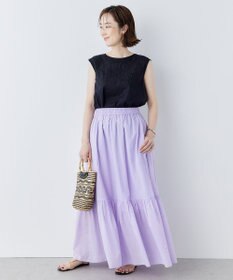 UNFILO 【撥水】レーヨン麻ライト刺繍ブラウス