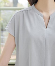 Tiaclasse L 【冷凛(ひやりん)カノコ】スキッパー襟フレンチスリーブチュニック