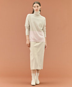 BEIGE， 【WEB限定・洗える】DEMING / バイカラーウールタートルネックニット