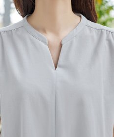 Tiaclasse L 【冷凛(ひやりん)カノコ】スキッパー襟フレンチスリーブチュニック