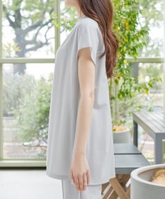 Tiaclasse L 【冷凛(ひやりん)カノコ】スキッパー襟フレンチスリーブチュニック